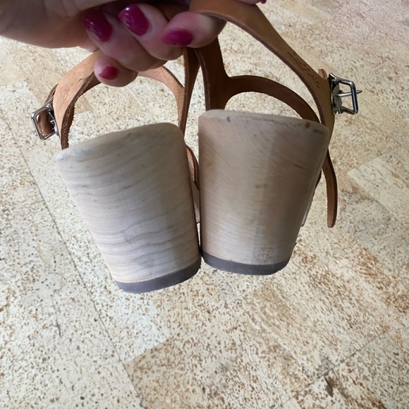 LOTTA FROM STOCKHOLM Tan Leather Peep Toe Clogs Spruzzato Seconds Size 10.5 42 - Picture 9 of 12